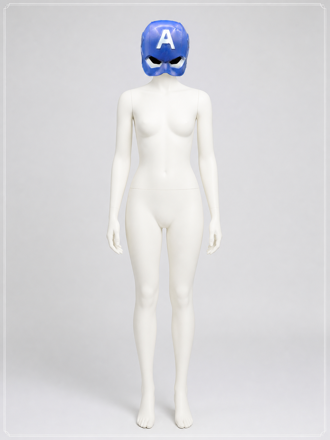 Blue Cosplay Mask with White Trim back view