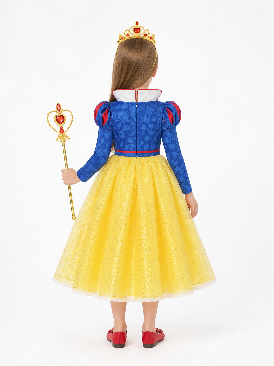 Children's costume with a crown and full skirt back view