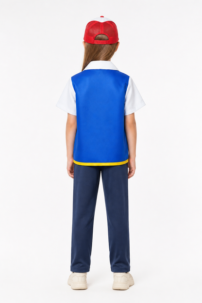 Blue Jacket with White Collar and Cosplay Cap back view