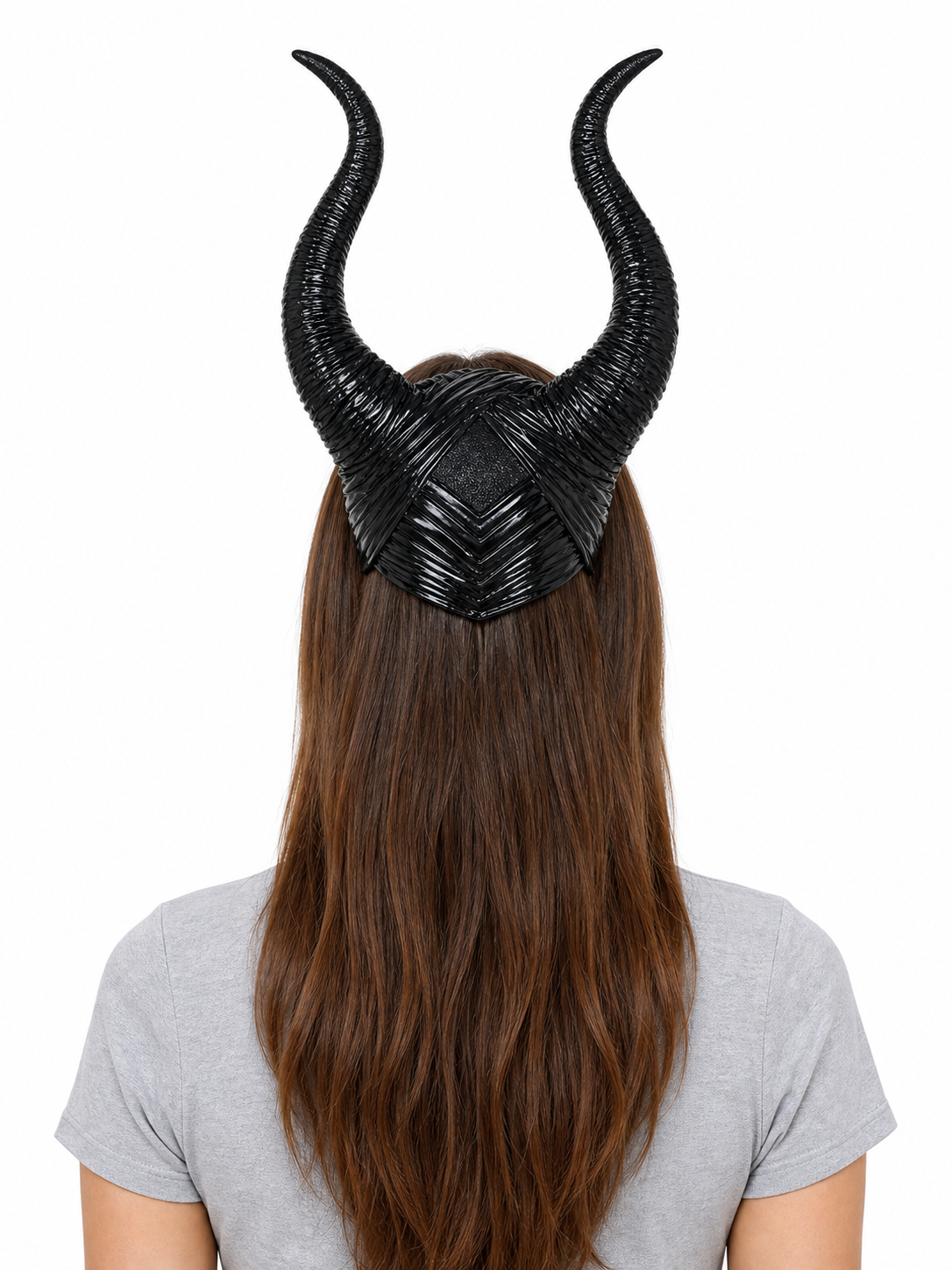 Black Headpiece with Two Curved Horns