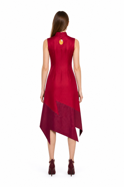 Edalyn Cosplay Dress, Red with an Asymmetrical Hem