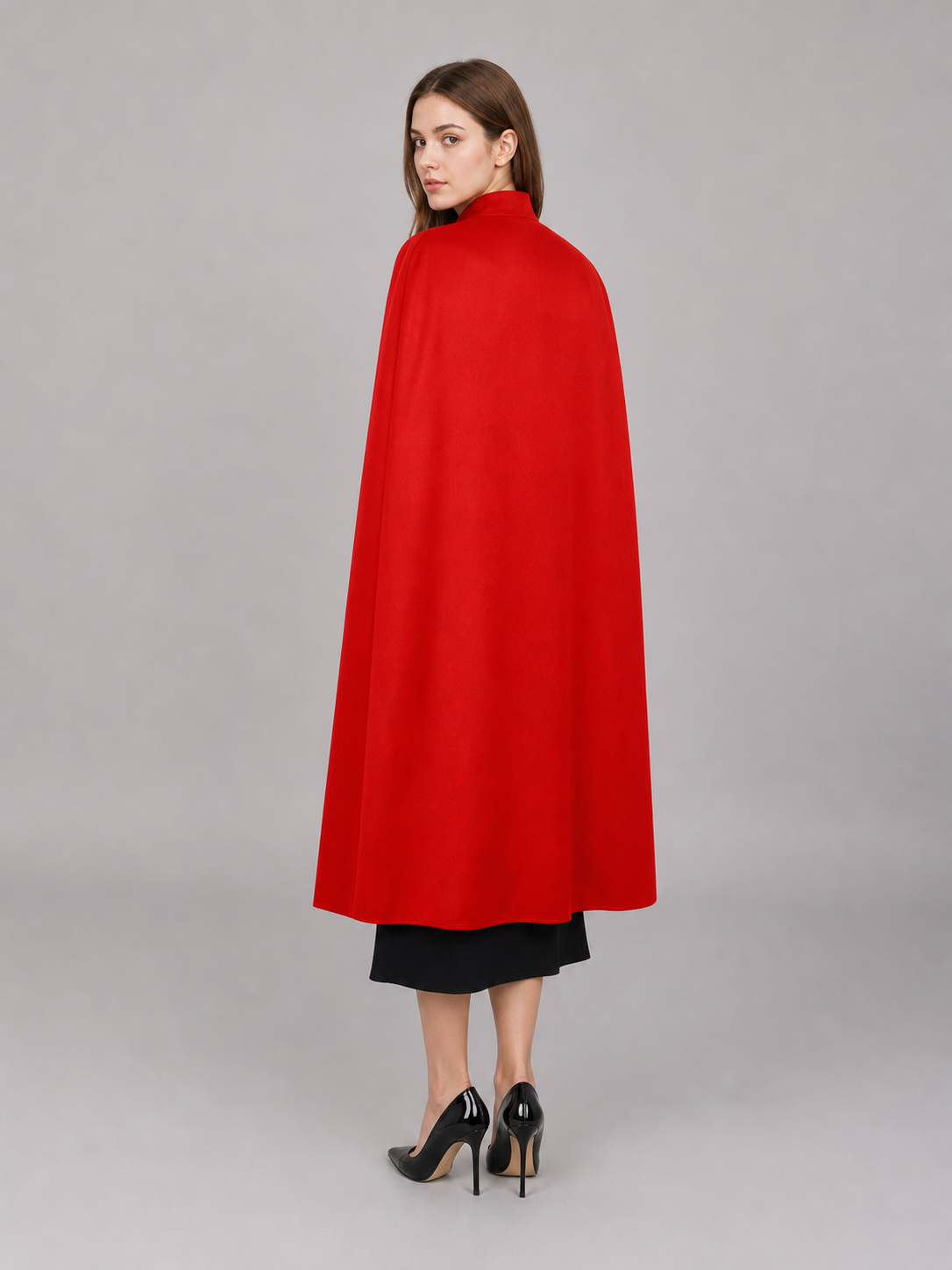 Red Long Carnival Cloak with Collar