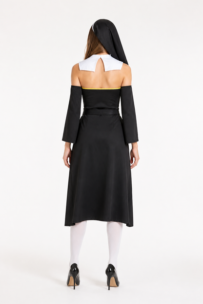 Hooded Carnival Costume with a Cross back view