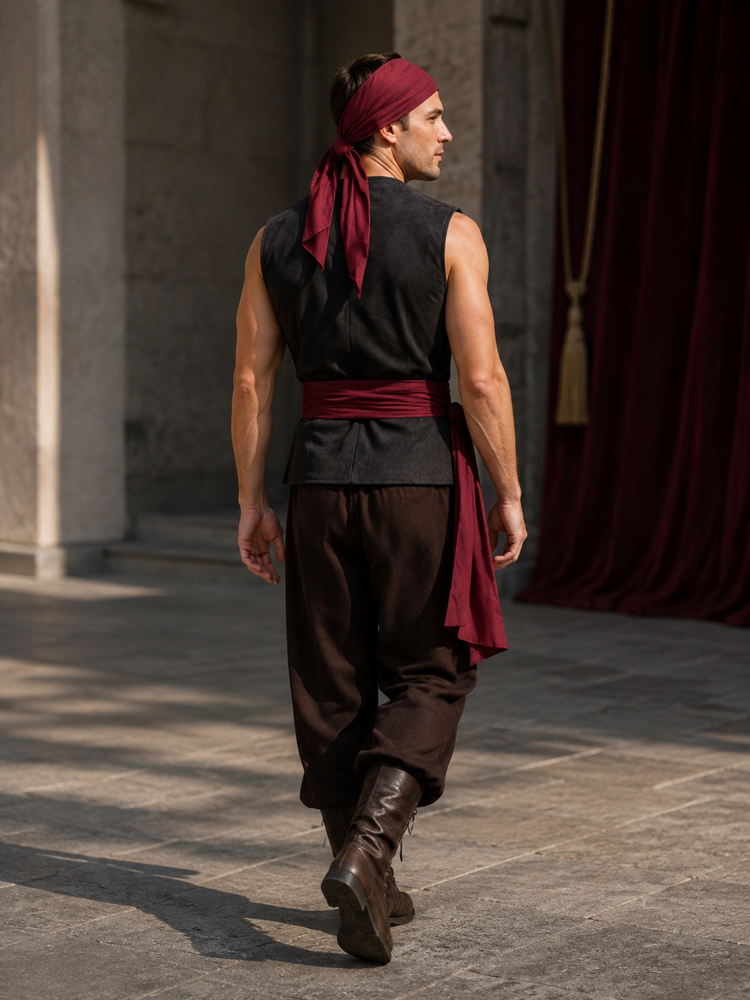 Medieval Renaissance Lace-Up Vest for Cosplay back view