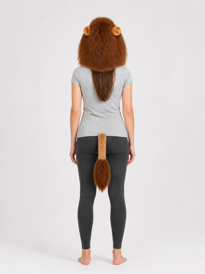 Halloween Lion Headpiece with Tail for Pets back view