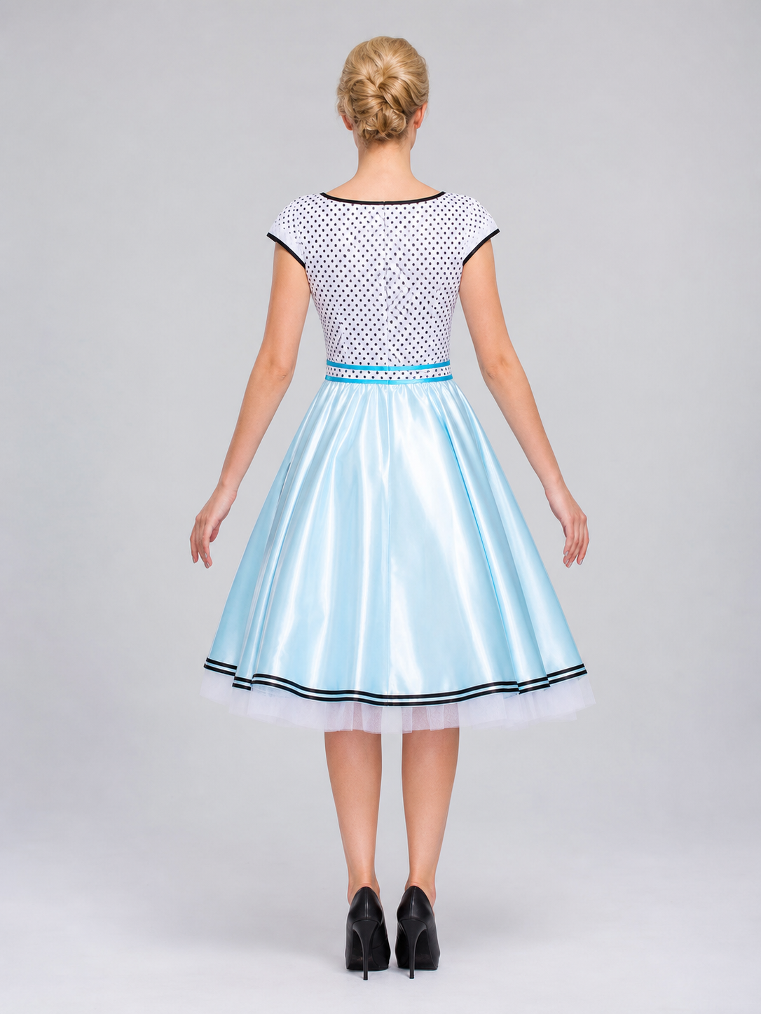Alice-Inspired Costume Dress with Polka-Dot Apron