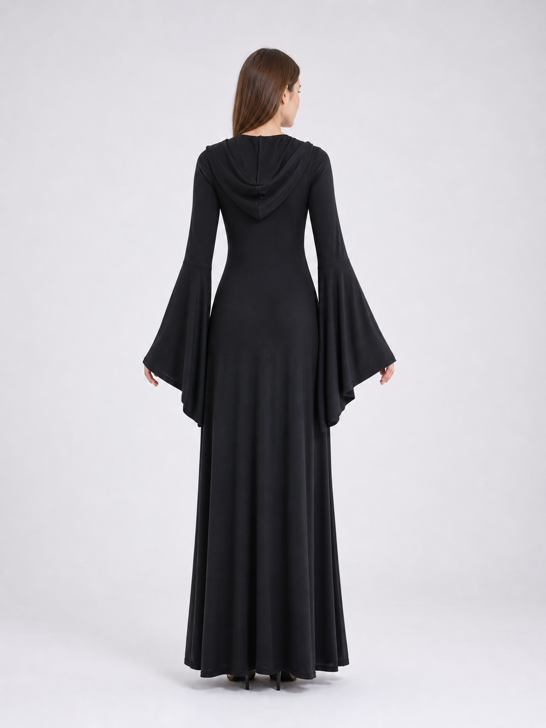 Gothic Zombie Costume: Black Hooded Dress