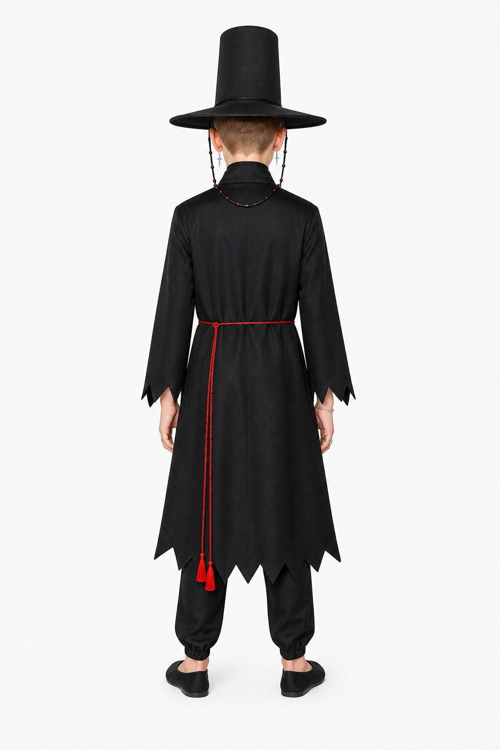 Cosplay Costume with Pointed Hat for Stage Performances back view