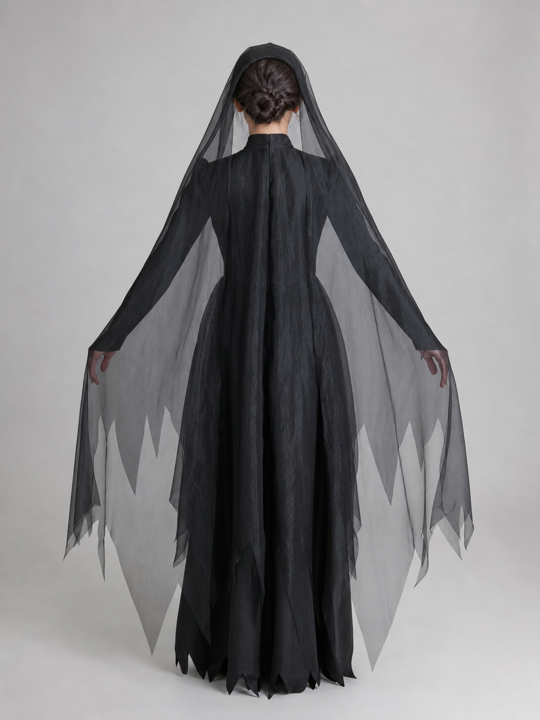 Halloween Costume: Black Dress with a Long Veil
