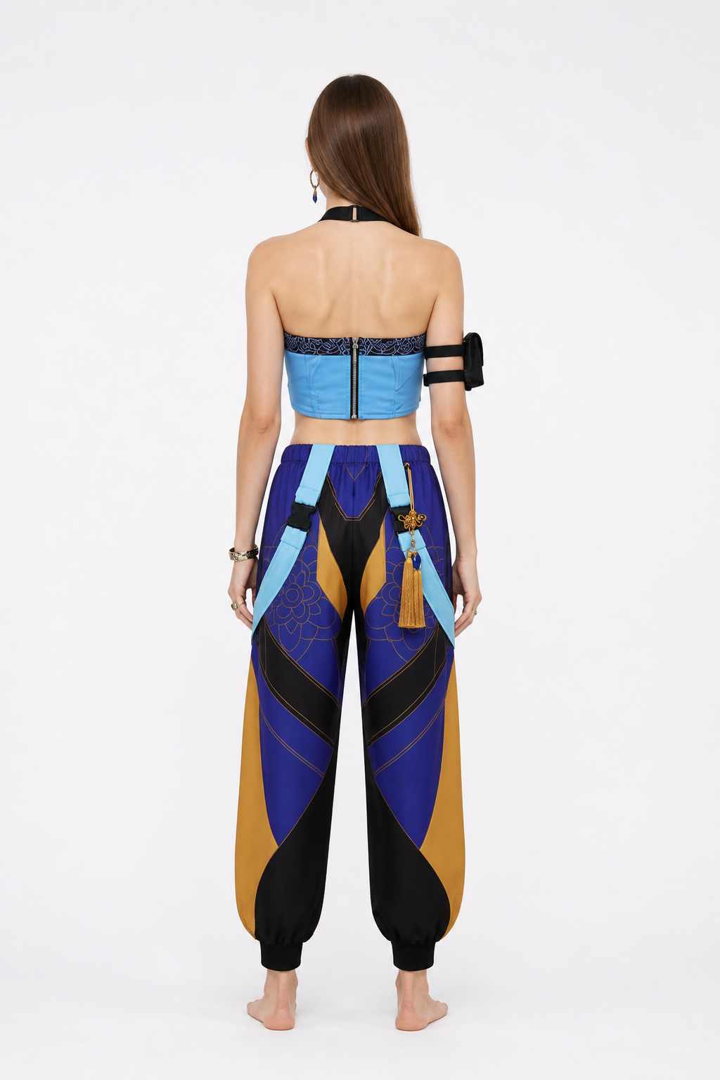 Cosplay Costume with a Cropped Top and Pants back view