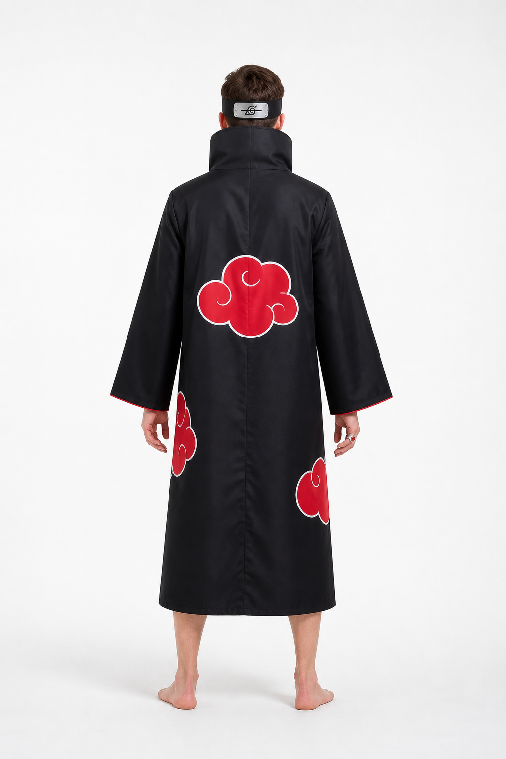 Akatsuki Costume with Cloak, Headband, and Ring back view