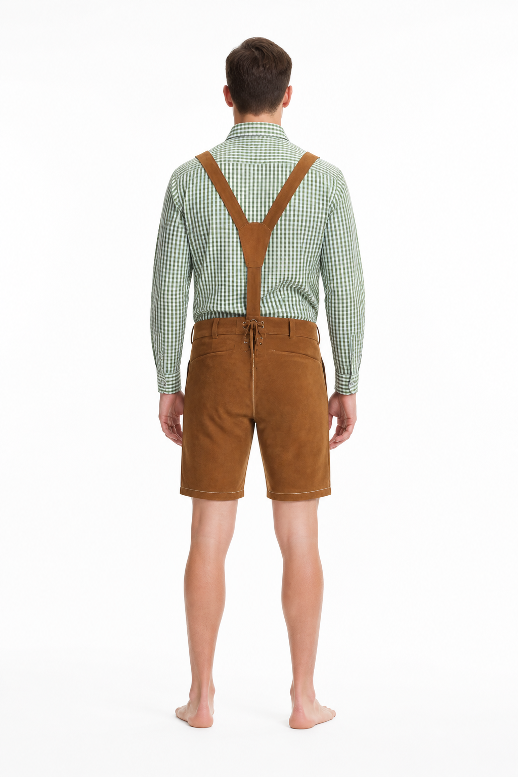 Historical Costume with Suspenders, Green and White Plaid