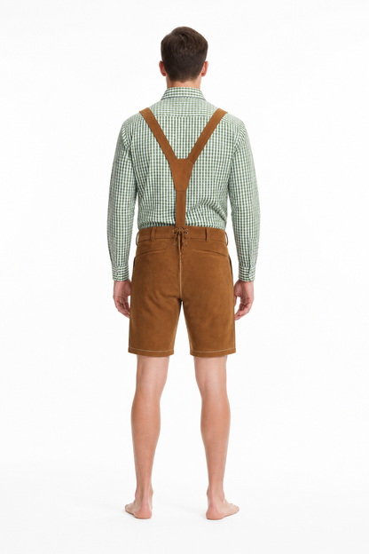 Historical Costume with Suspenders, Green and White Plaid