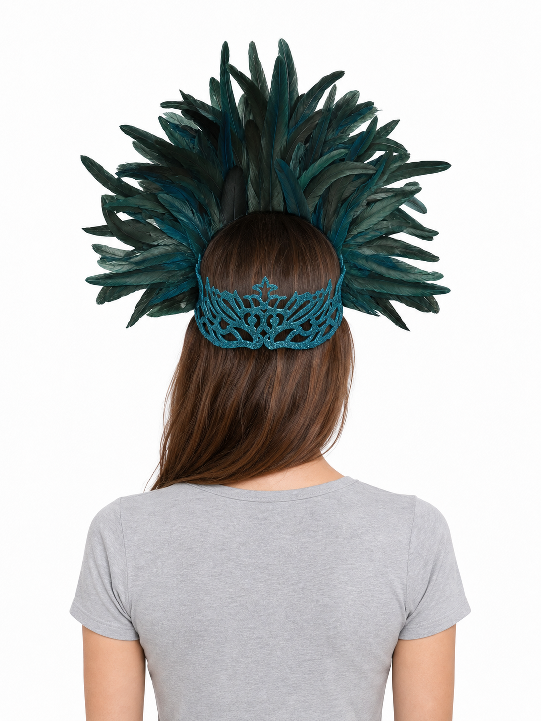 Carnival feathered headpiece with mask