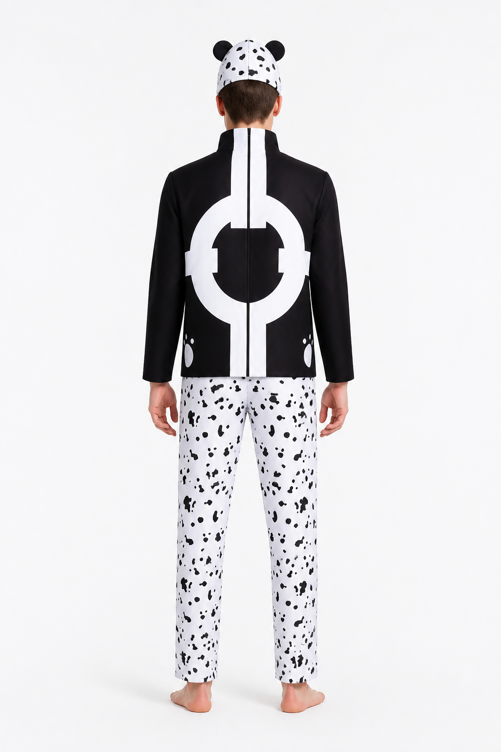 3-Piece Black and White Cosplay Costume back view