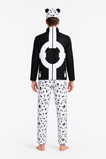 3-Piece Black and White Cosplay Costume back view