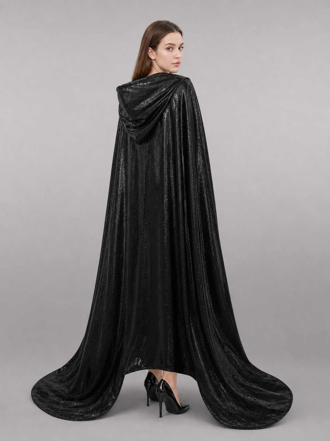 Black Gothic Hooded Carnival Cloak