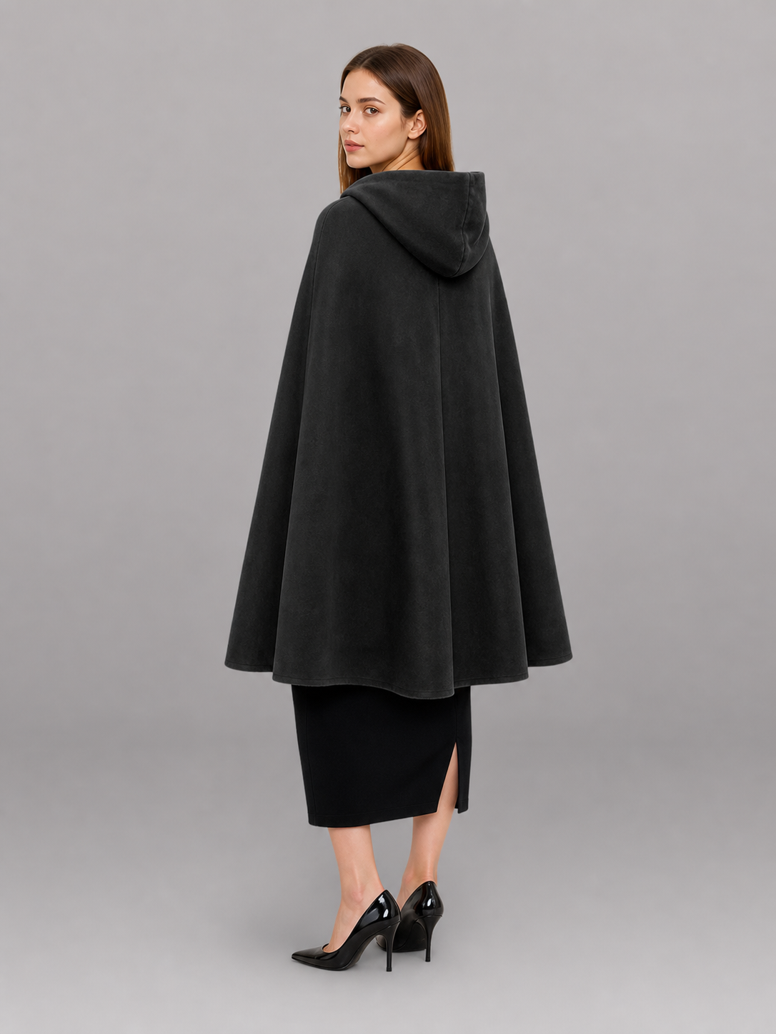 Long Black Hooded Carnival Cloak