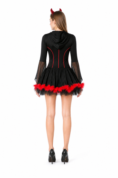 Black-and-Red Carnival Costume with Lacing back view