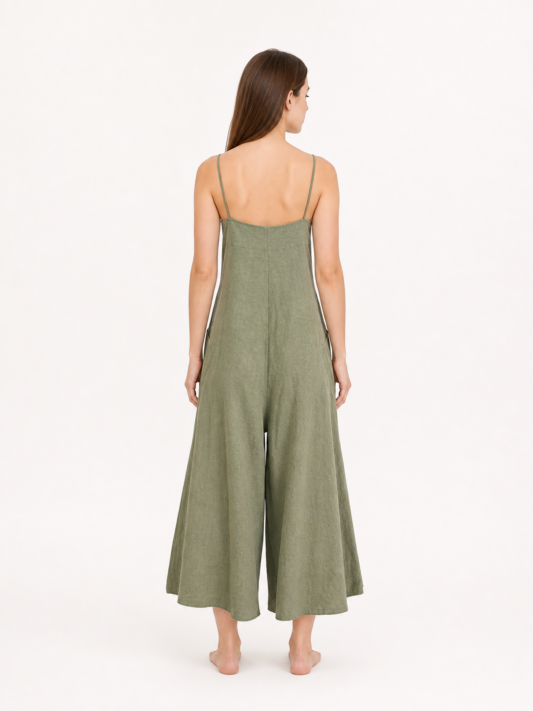 Olive Palazzo Pants with Bib