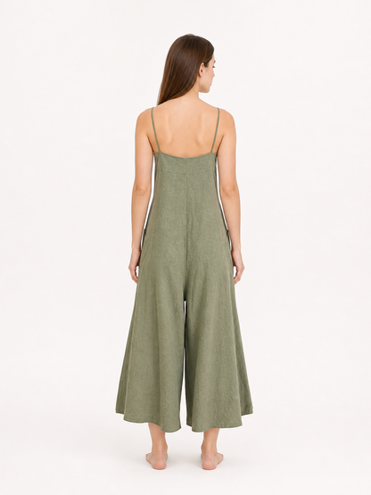 Olive Palazzo Pants with Bib