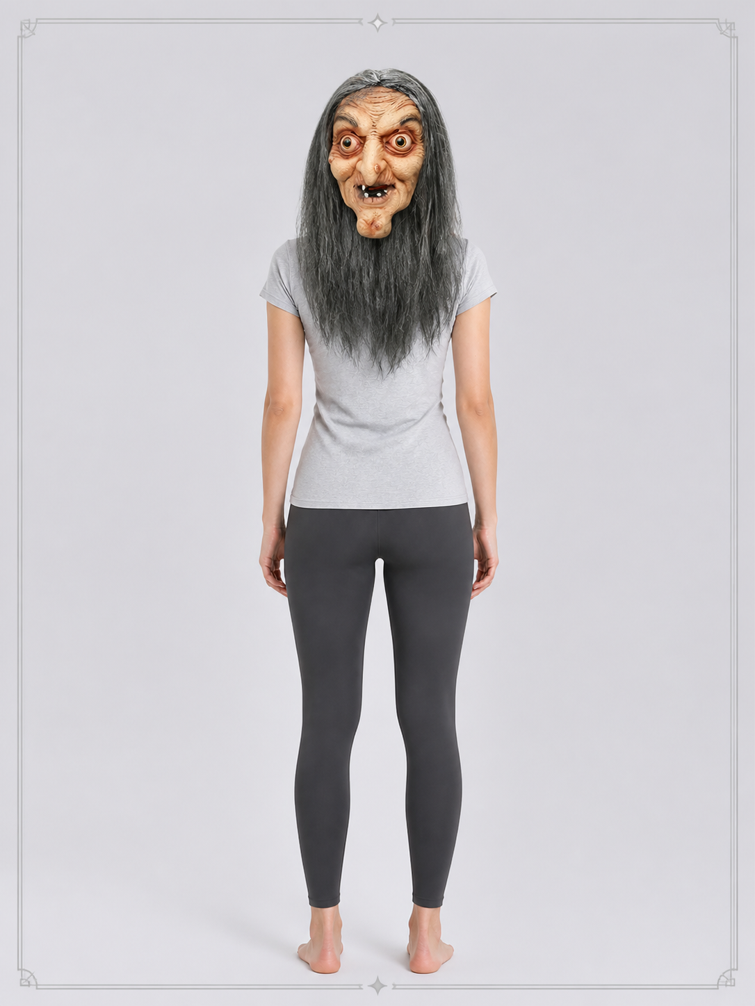 Scary Carnival Witch Mask with Long Hair
