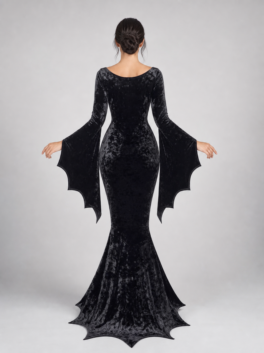 Black Cosplay Dress with Bat-Wing Sleeves