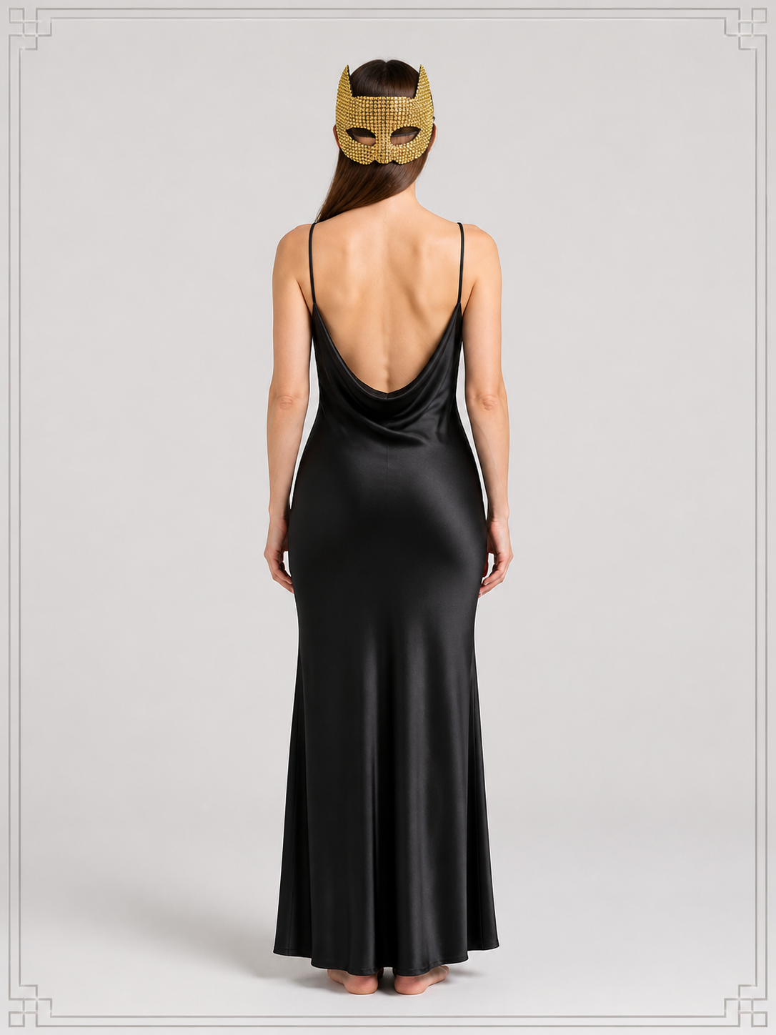 Gold Cat Carnival Mask for Halloween and Cosplay back view