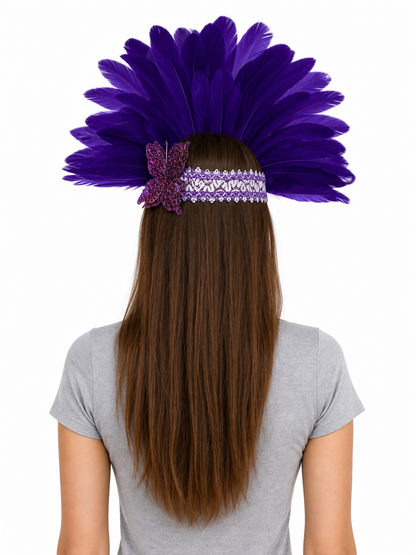 Carnival headdress with feathers and a mask