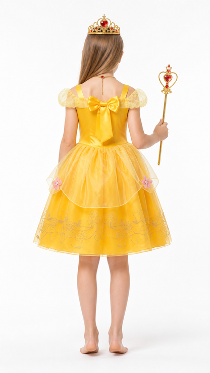 Princess Costume with Crown and Magic Wand back view