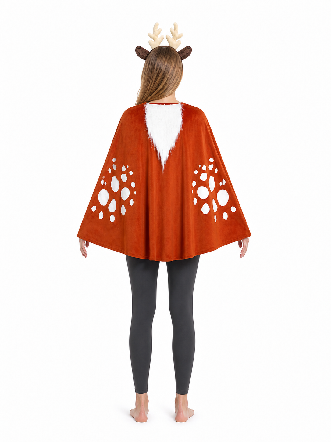Deer Costume with Antlers and Cape for Festive Events back view