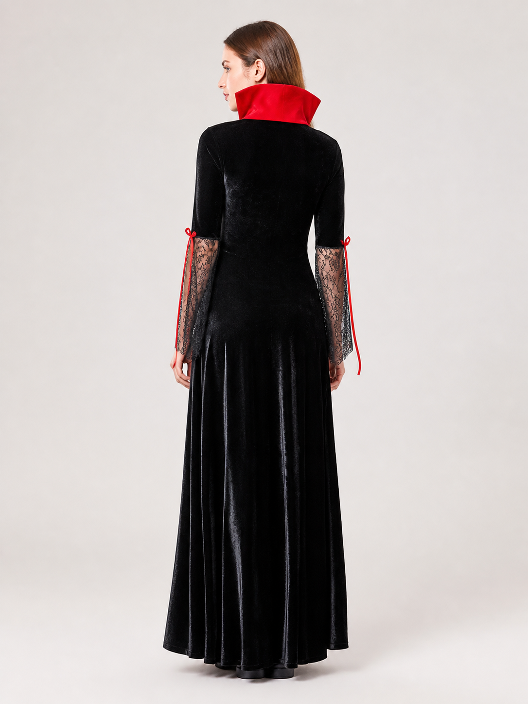 Vampire Costume with Red Trim for Halloween back view
