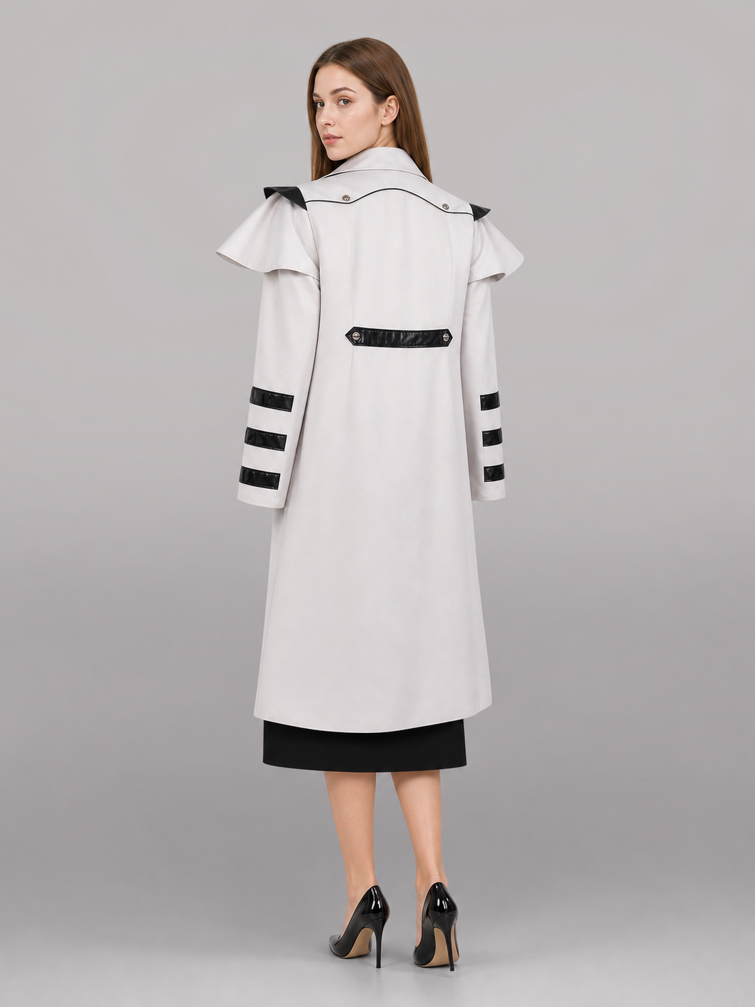 White costume cloak with black details