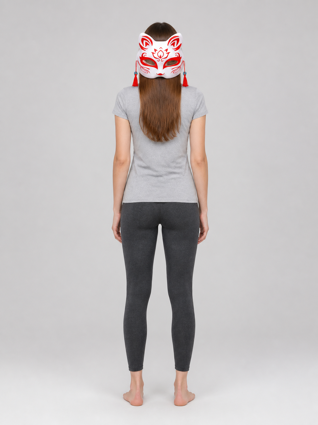 White, Red, and Blue Rabbit Carnival Mask for Halloween back view