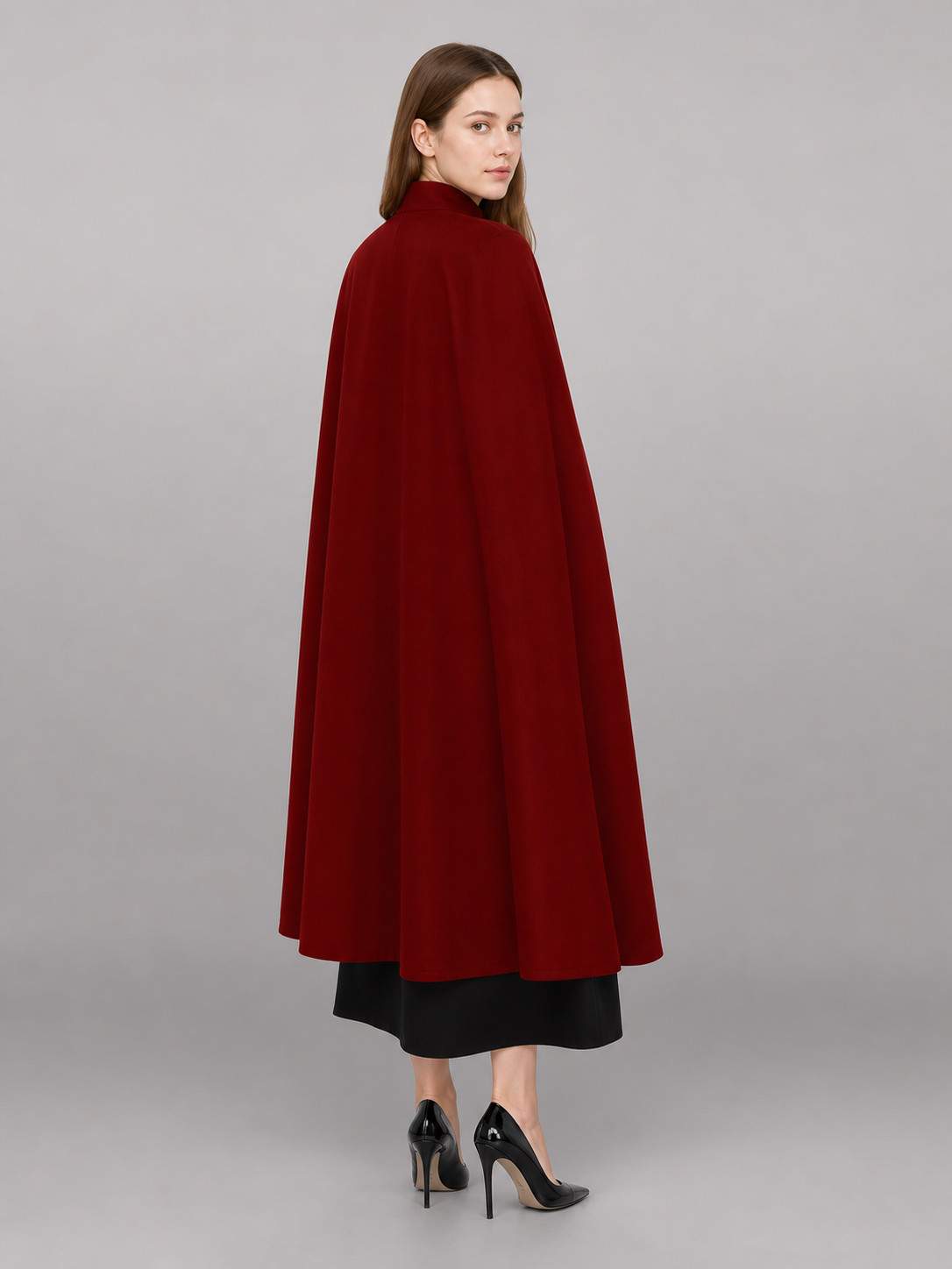 Long Burgundy Cassock with Collar and Buttons