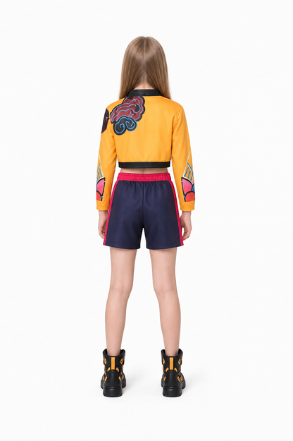 Stage Costume: Jacket and Shorts with Multicolor Print back view
