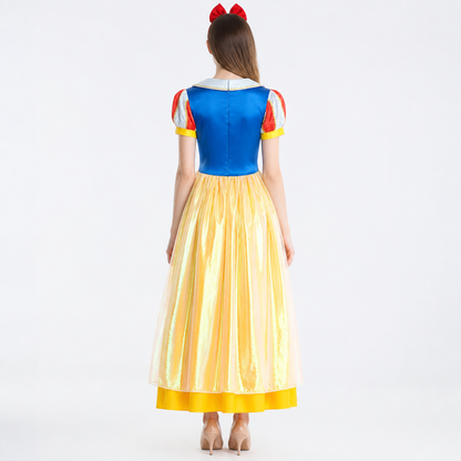 Carnival Dress with a Full Skirt and Short Sleeves back view