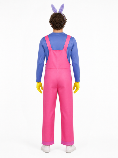 Pomni Cosplay Costume with Wig, Ears, and Gloves back view