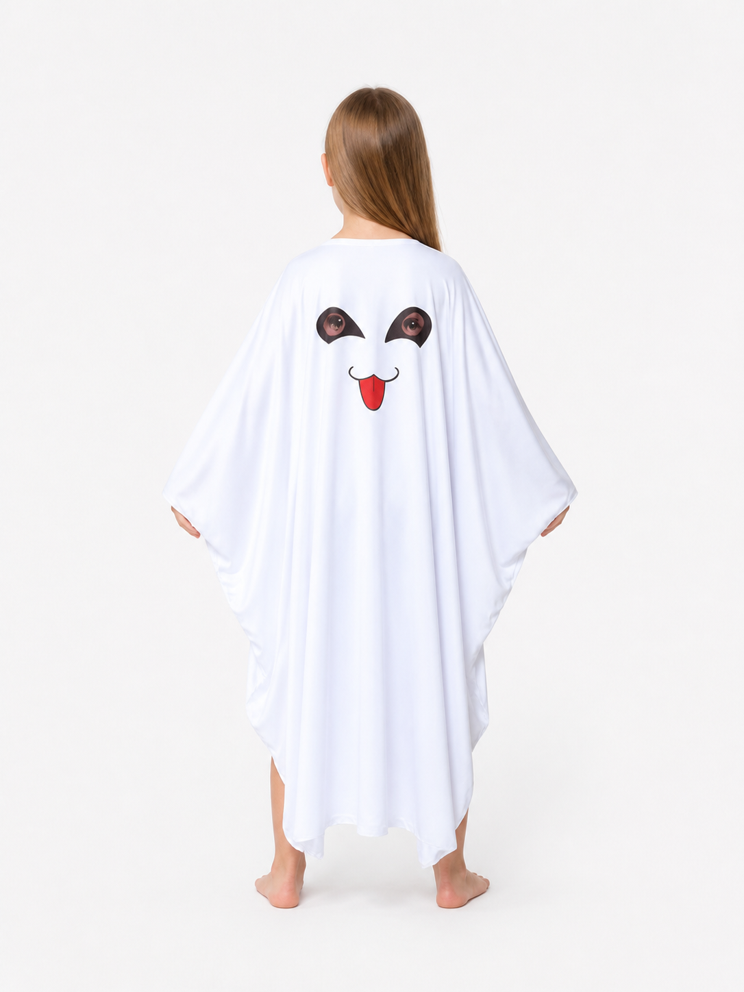 White Ghost Cape with Face for Halloween back view