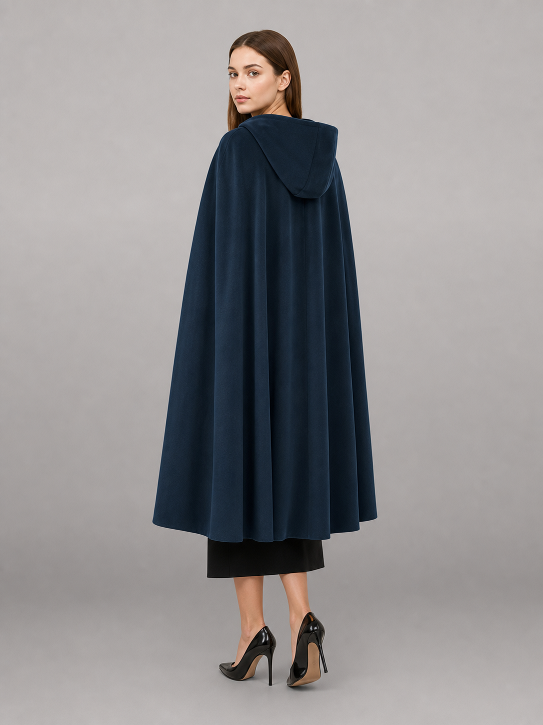 Dark Blue Hooded Costume Cloak