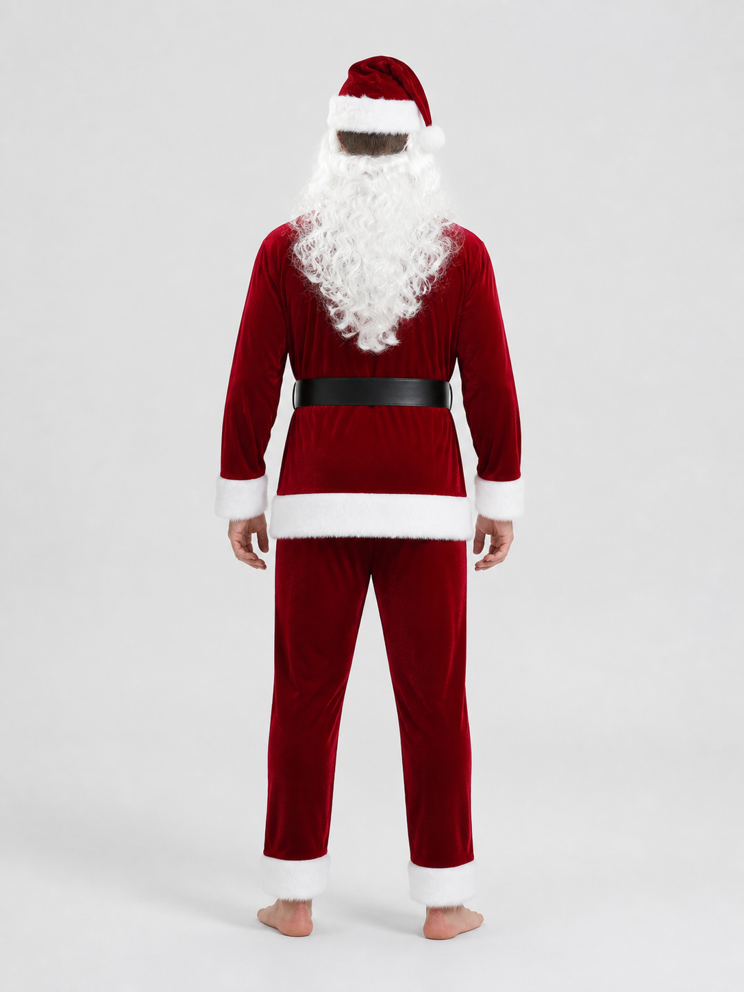 White Carnival Wig with Beard for a Santa Claus Look back view