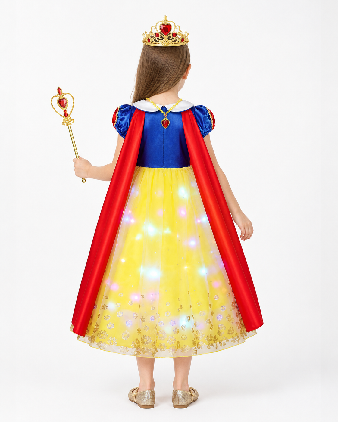 Carnival Costume with Light-Up Dress and Cape back view