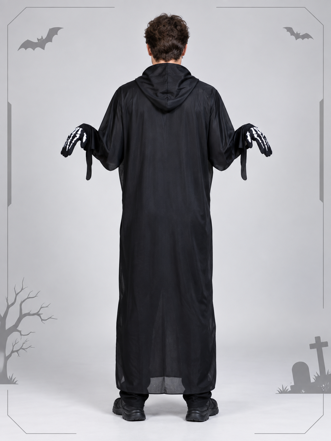 Skeleton Costume: Robe, Mask, Gloves