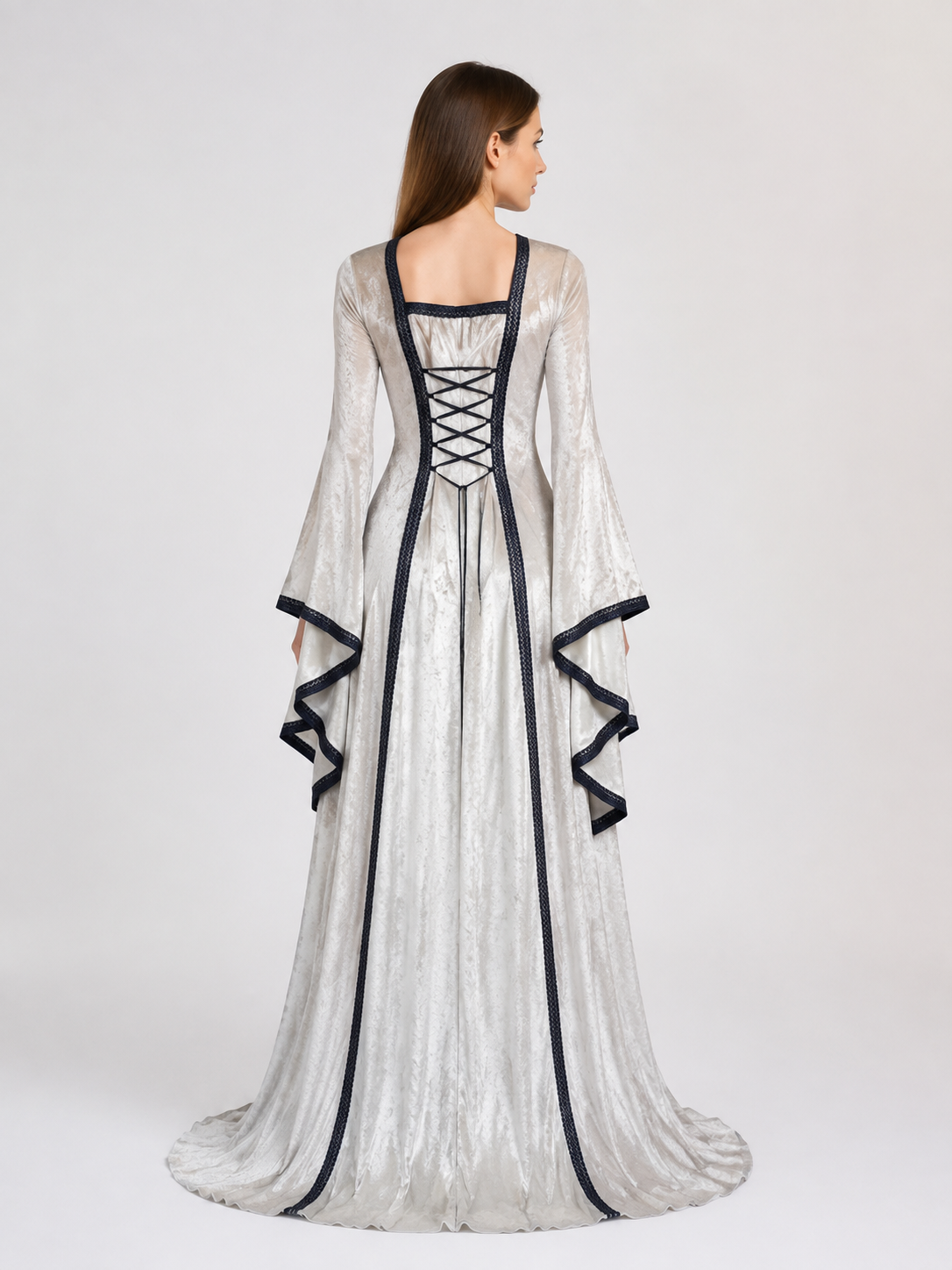 Renaissance Dress with Flared Sleeves for the Stage back view