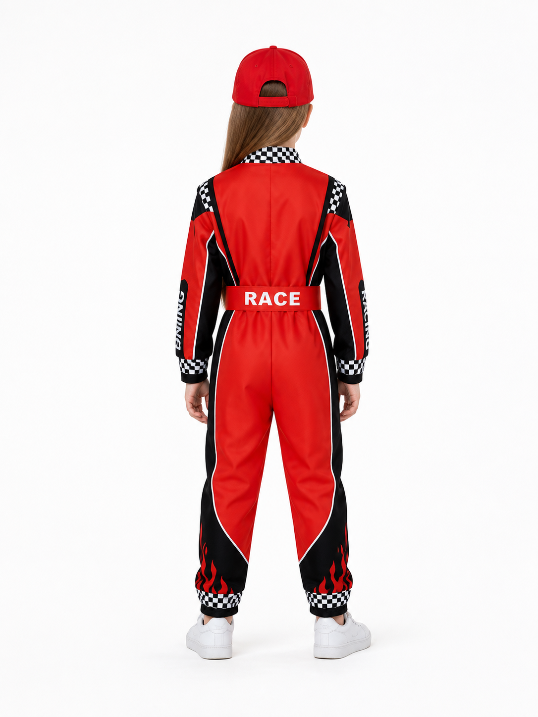 Racing Costume Set: Jumpsuit, Belt, and Cap back view