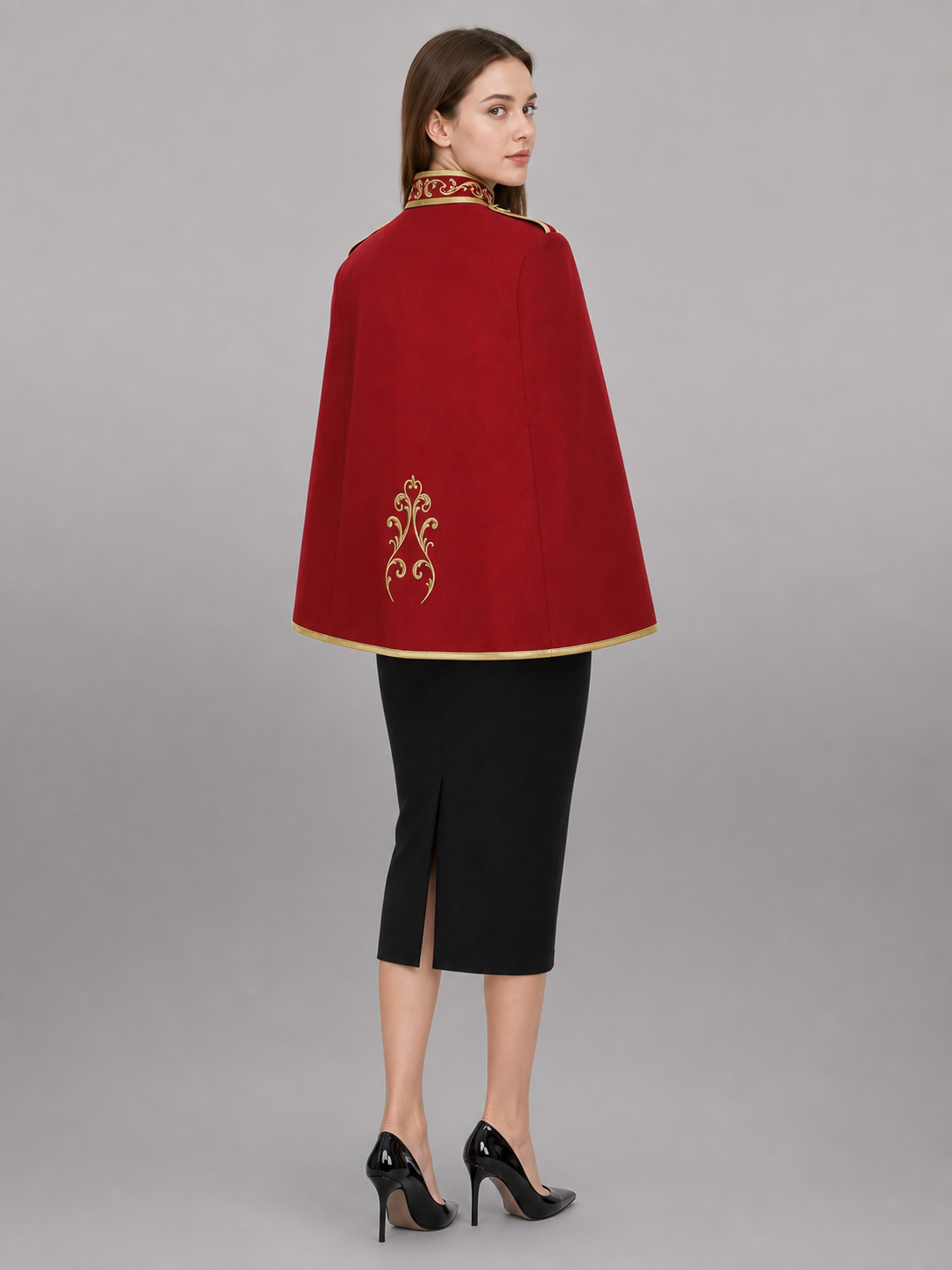 Red Carnival Cloak with Gold Trim