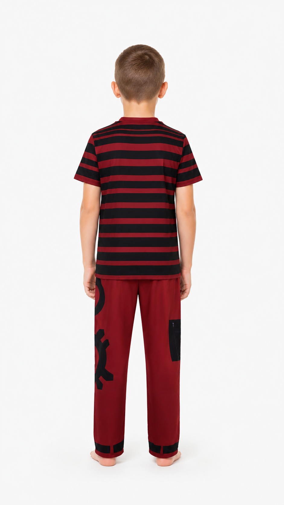 Victor Costume from Zombie High: Red-and-Black T-Shirt and Pants back view