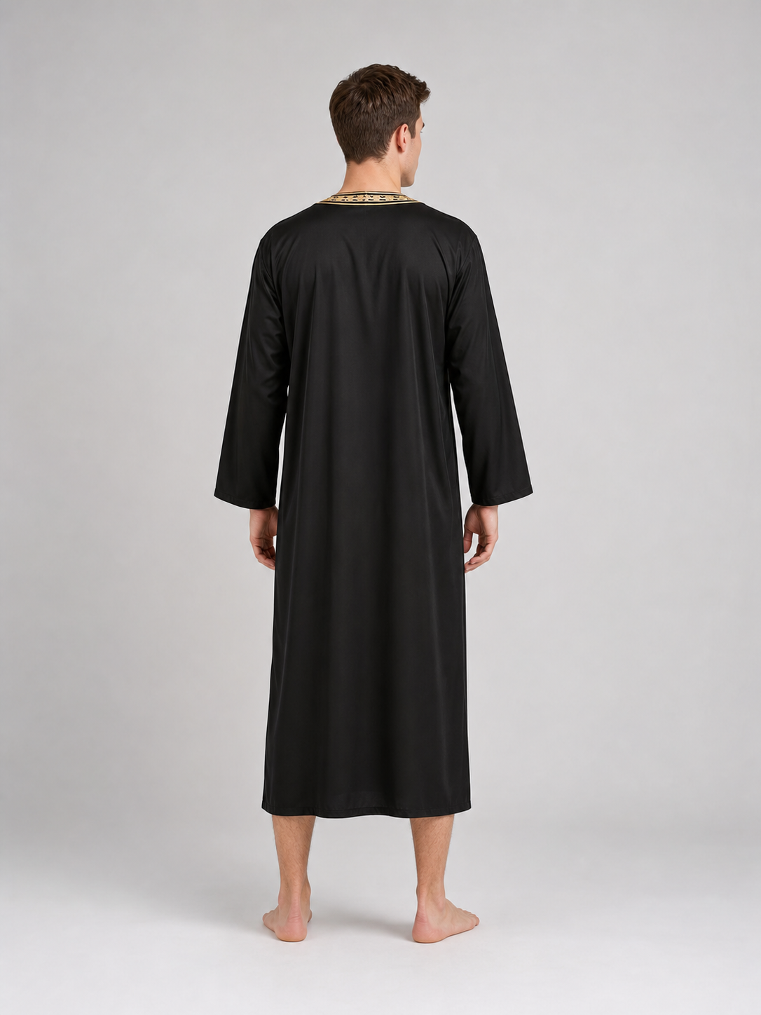 Long Robe with Gold Trim, Black