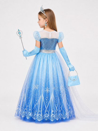 Princess Costume with a Light-Up Blue Dress back view