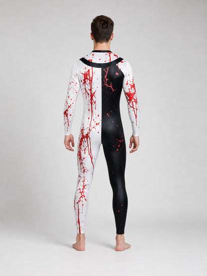 Scary Clown Costume with Mask and Blood Splashes